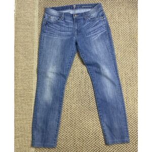 7 For All Mankind Jeans Womens 29 Blue Cropped Gwenevere Stretch Mid Rise